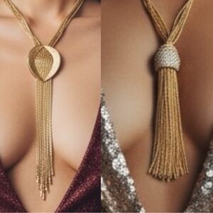 💃🪩 Dorlan Vintage Gold Tassel Necklaces Set of 2 | Studio 54 Disco Glam 🪩💃